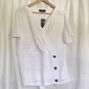 NWT White Textured Babydoll Top